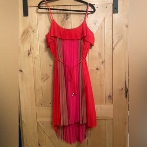 Adelyn Rae Pink and Red Pleated Dress